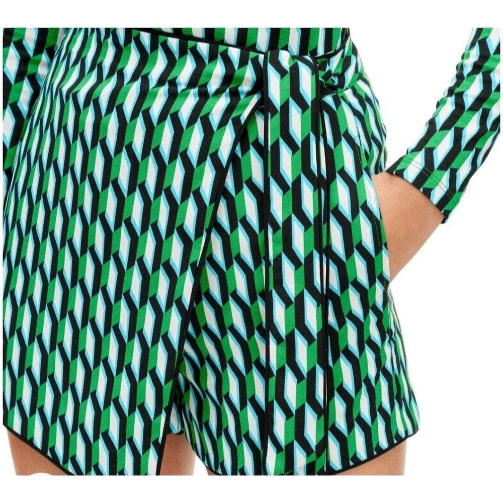Diane Von Furstenberg xTarget‎ Side Wrap Arrow Geo Green Mini Skort Size L